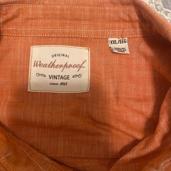 XXL WEATHERPROOF vintage orange short sleeve button down men's shirt 100% cotton - Picture 7 of 8